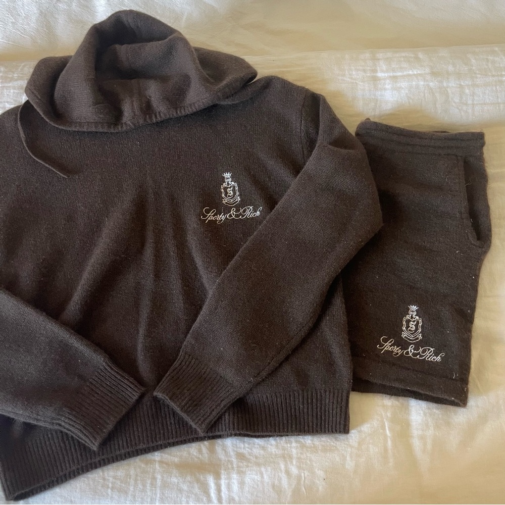 Sporty and Rich Cashmere Hoodie and Shorts Set